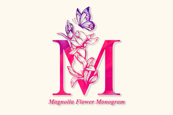 Magnolia Flower Monogram: An Elegant Decorative Typeface